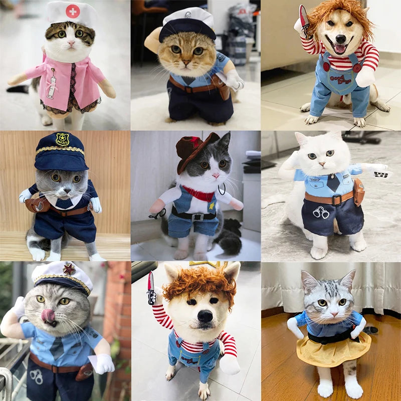 Funny Dog Cosplay Clothes Puppy Party Dress Up Apparel Outfit Chihuahua Deadly Doll Set Halloween Costume for S-XL Dogs Cats