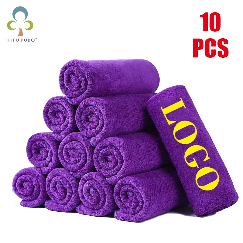 10PCS 30x30cm Custom LOGO Towel Free Laser Embossing Lettering Microfiber Beauty Salon BarberShop Gift Private Customization ZYF