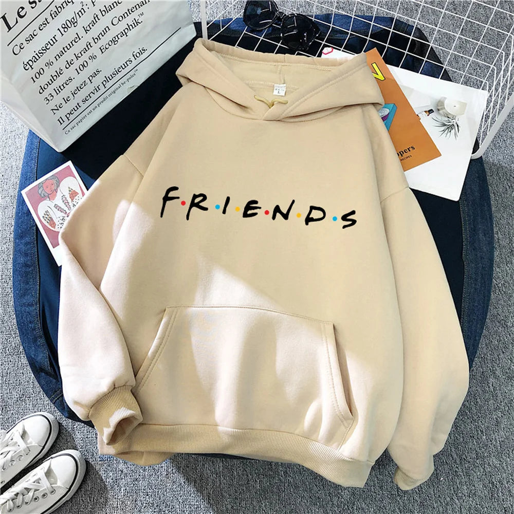 Women Friends Print Hoodie Long Sleeve Pullover Fashion Clothing Casual Solid Color Female Spring Autumn Fashion Streetwear