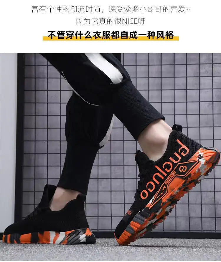 Men's mesh breathable lightweight casual sports shoes summer soft sole running shoes outdoor walking shoes fashion youth sneaker