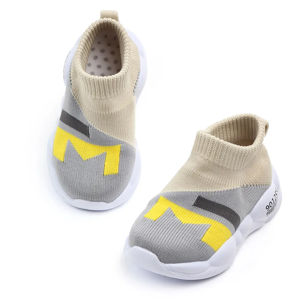 Kid Shoes Sock Shoes Soft Cotton Slip-on Rubber Sole 1-3 Years Kid Outdoor Walking Casual Shoes Unisex for Boys and Girls D2232