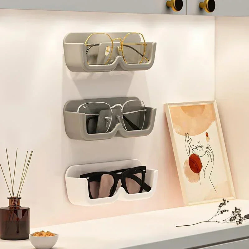 Punch-free Glasses Storage Rack Wall Mounted Sun-glasses Display Holder Wardrobe Decoration Storage Box Sunglass Organizer