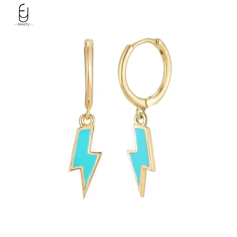 925 Sterling Silver Needle Vintage Gold Earrings for women Fashion Lightning Pendant Hoop Earrings Wedding High Luxury Jewelry