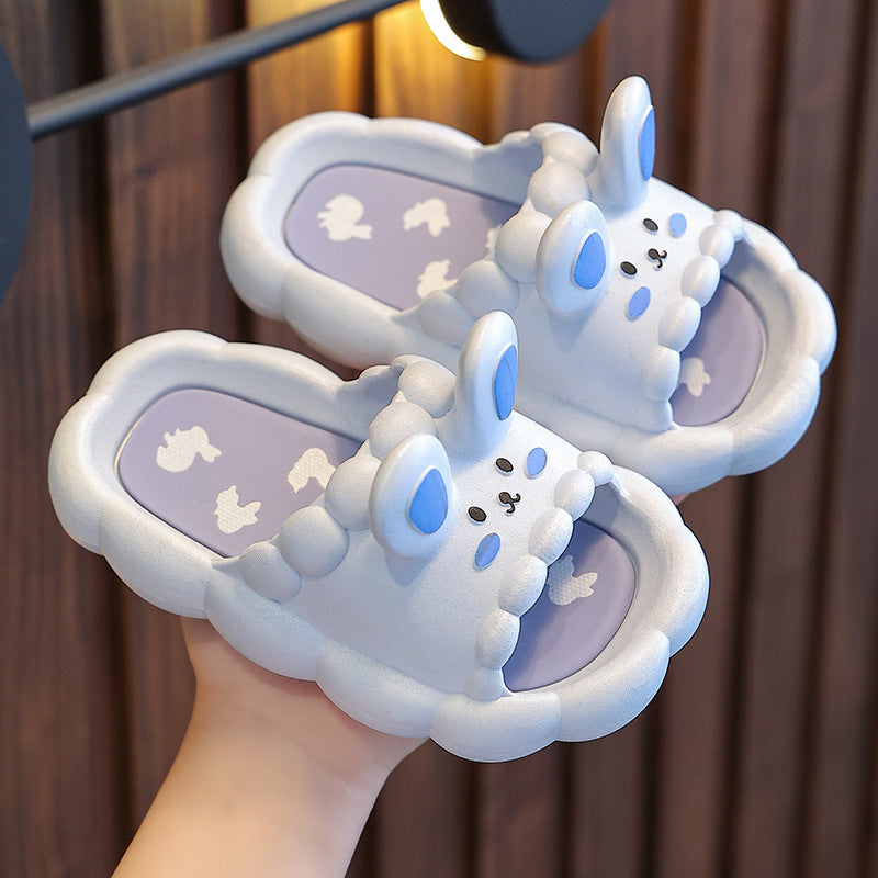 Summer Children's Slippers Cute Cartoon  3D-Rabbit Slippers Breathable Non-slip Home Bathroom Soft Slipper Kids for girls