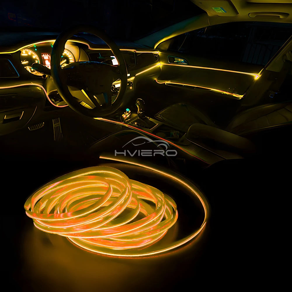 5M Universal Car Interior Lighting white LED Strip Decoration Garl and Wire Rope Tube Line Flexible Neon Lights with USB Drive