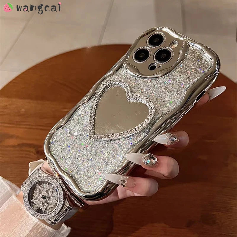 For Huawei Pura 70 P60 P50 P40 P30 Pro Lite Y9S Y9 Prime Mate 60 Pro Plus 50e 40 30 Pro Phone Cover Wave Make up Mirror  Cover