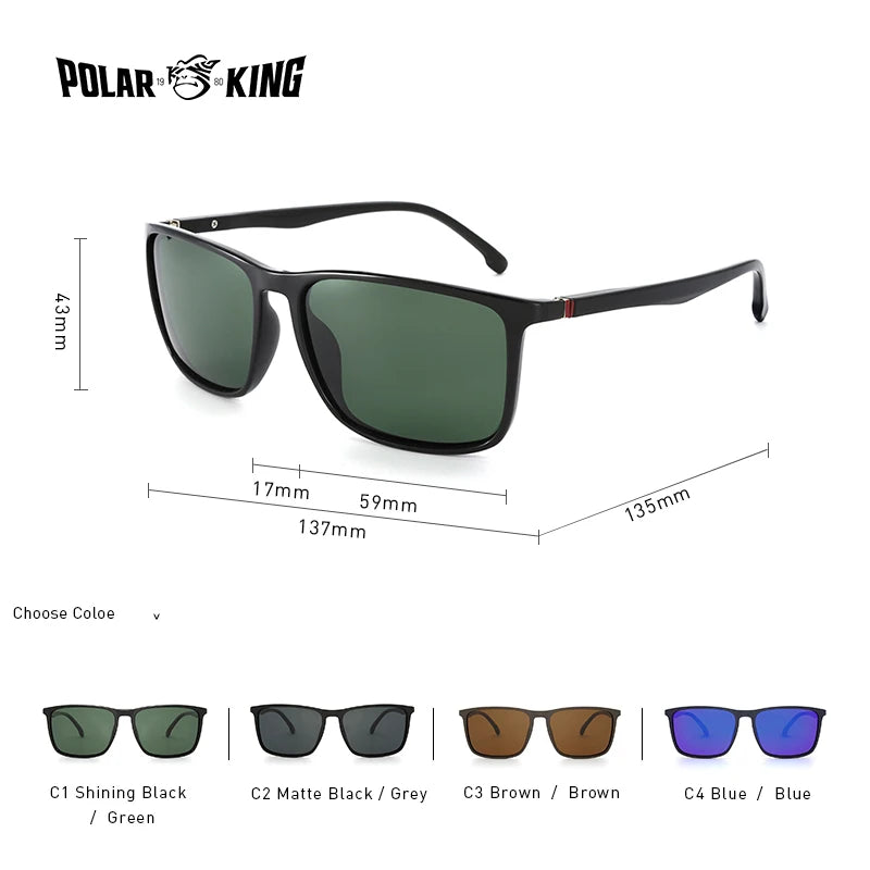 POLARKING Brand Metal Designer Polarized Sunglasses For Driving Men Oculos Square Sun Glasses For Men's Fashion Travel Eyewear