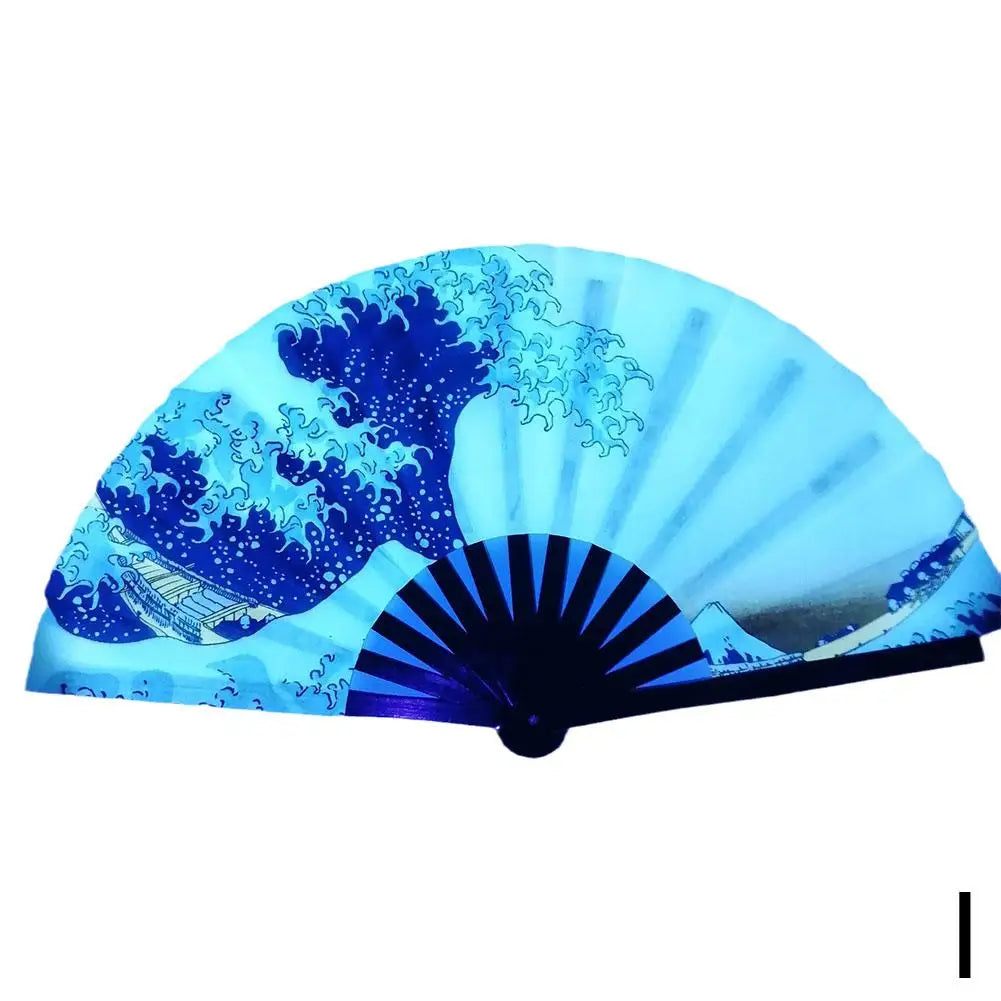 Gradient Colorful Reflective Foldable Fan Magic Soft 33cm Large Cloth Dance Photography Kung Fu Fan Props Disco Fan Festival Fan