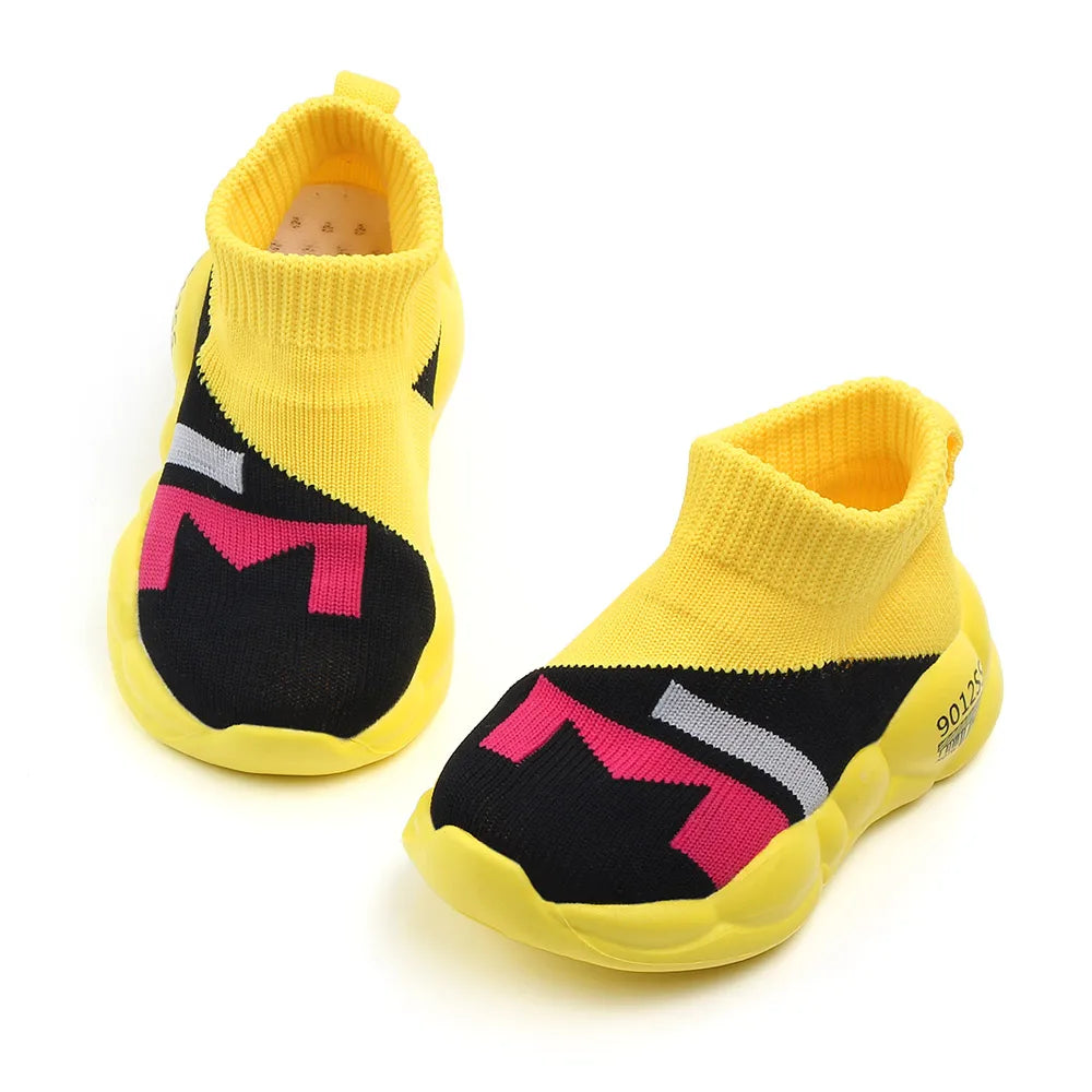 Kid Shoes Sock Shoes Soft Cotton Slip-on Rubber Sole 1-3 Years Kid Outdoor Walking Casual Shoes Unisex for Boys and Girls D2232