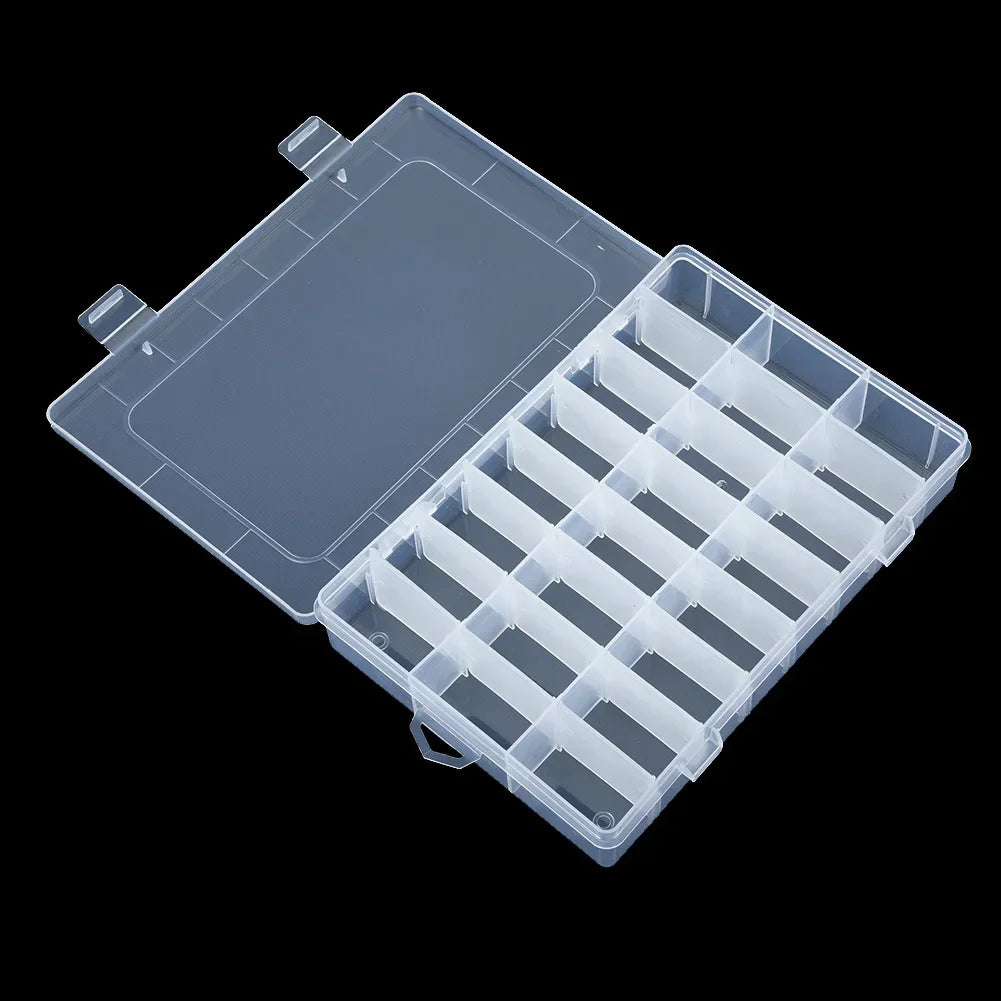 Transparent 10/15/24 Grid Storage Box Organizer Case Cajas Organizadora Storing Plastic Box Jewelry Beads Pill Screw Organizador