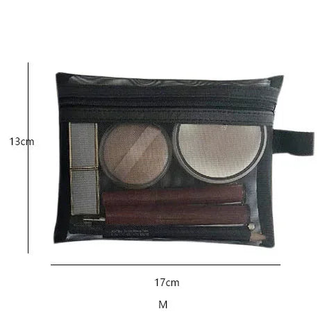 Toiletry Wash Make Up Bags Black Transparent Mesh Makeup Case Organizer Storage Pouch Women Travel Cosmetic Bag Casual Zipper