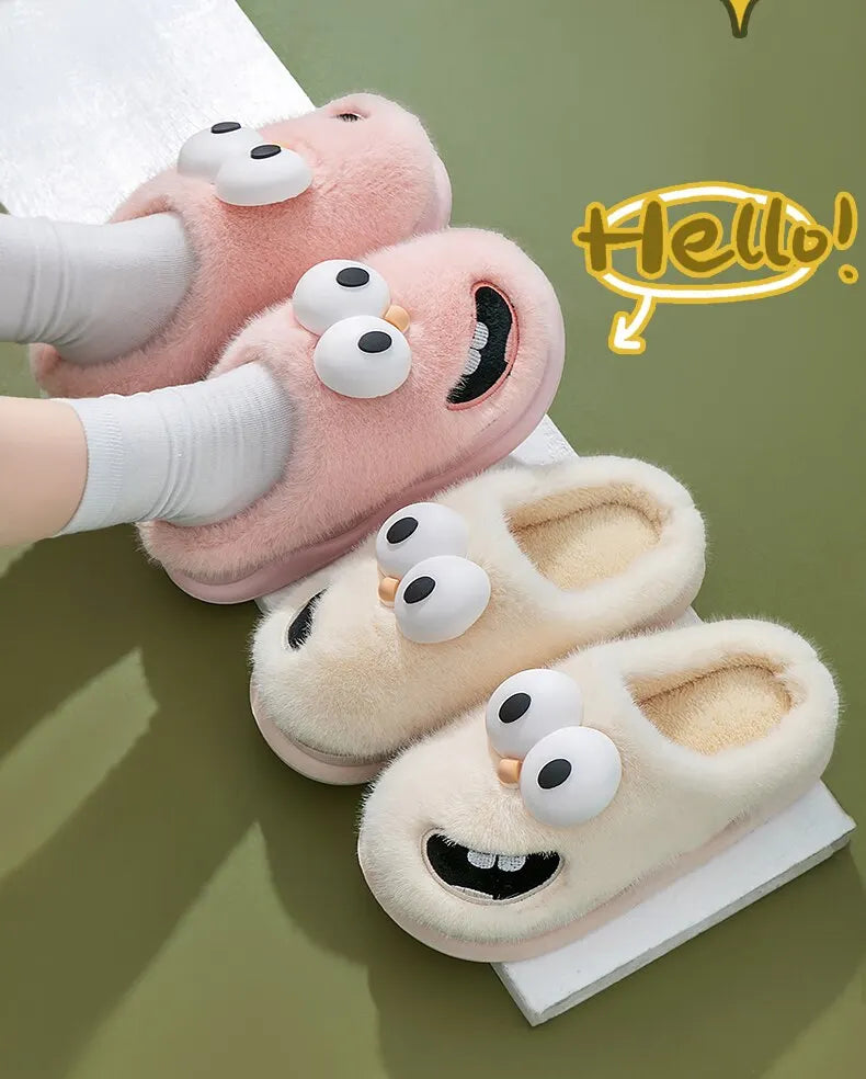 WinterSHome Cotton Shoes For Women, Thickened And Plush, Cute And Warm, Wearing Cotton Slippers For MenQ613