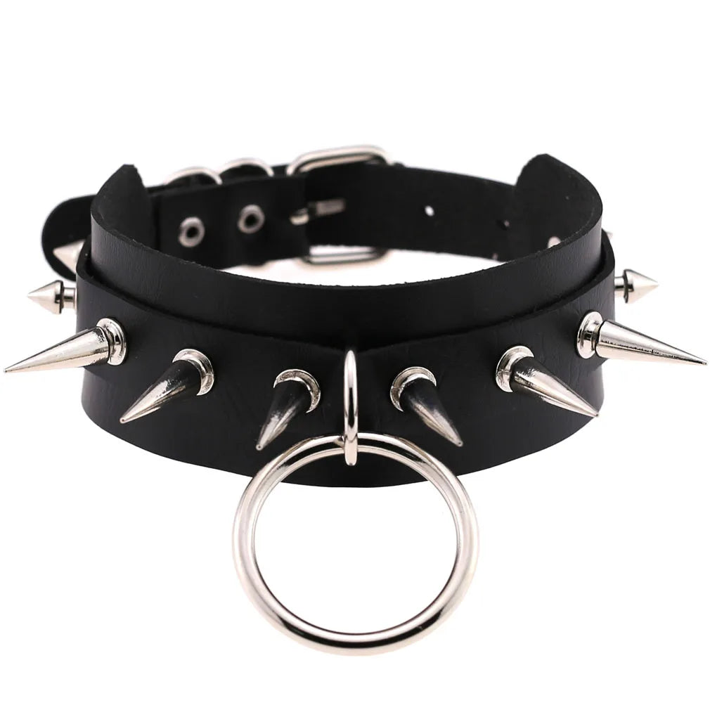 Spike Punk Choker Collar For Girl Goth Heart Pendant Necklace Emo Neck Strap Cosplay Chocker Gothic Accessories