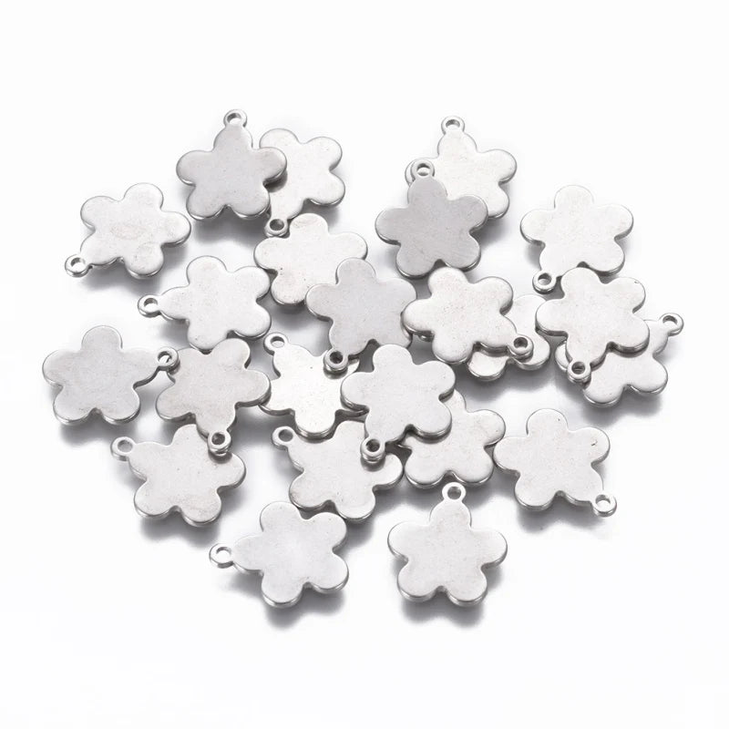 5~20Pcs 304 Stainless Steel Charms for DIY Jewelry Making  (Butterfly Heart Flower Key Moon Musical Note Ring Flat Round Star)