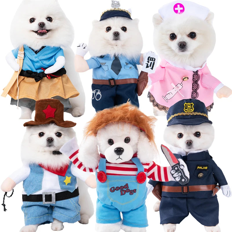 Funny Dog Cosplay Clothes Puppy Party Dress Up Apparel Outfit Chihuahua Deadly Doll Set Halloween Costume for S-XL Dogs Cats