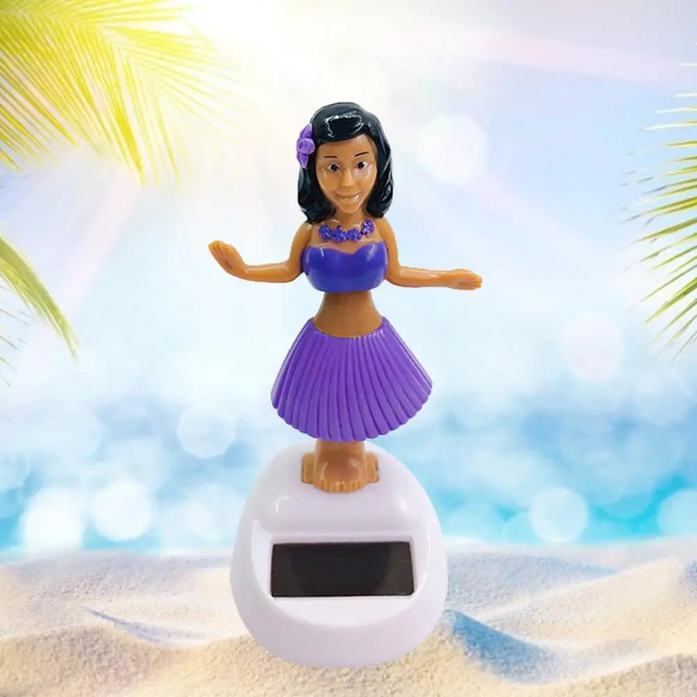 Solar Powered Dancing Toys Hawaii Girl Shaking Head Girl Doll Portable Bobblehead Ornament  For Dashboard Car Accessories