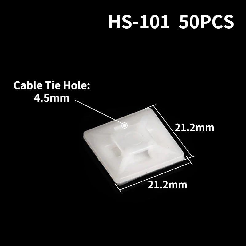 50PCS Self-Adhesive Cable Base Wire Tie Mounting Base Wall Bracket Wiring Accessories Punch-Free plastic Nylon Cable Tie Holder