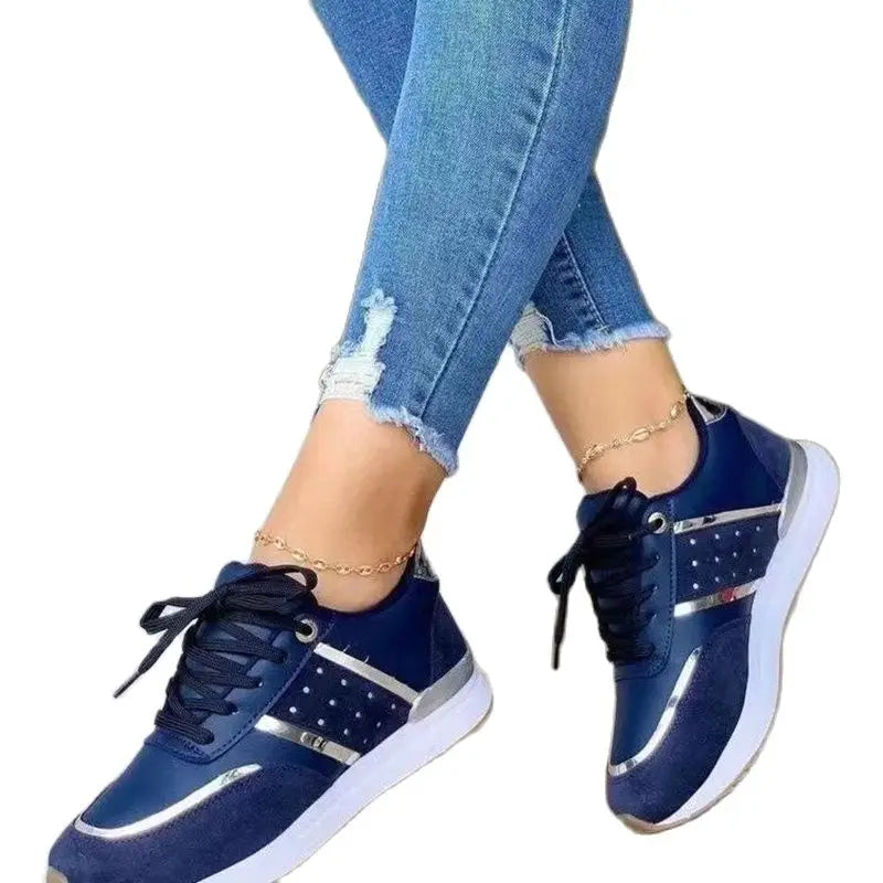 Sneakers Platform Women's Shoes 2024 Trend Leather Patchwork Ladies Casual Sport Shoes Gyms Outdoor Running Vulcanized Shoes Hot