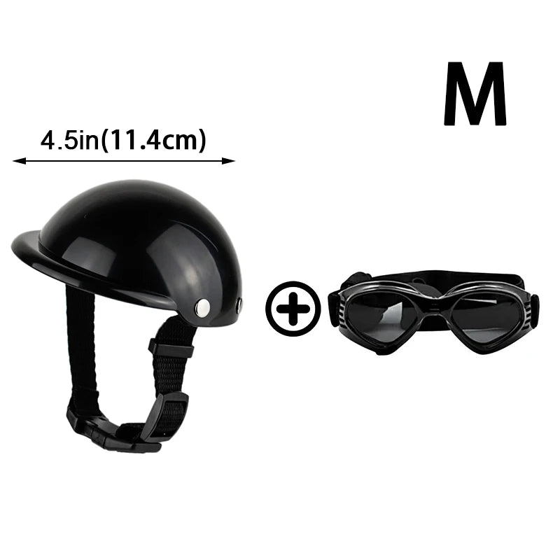 Pet Dog Helmets With Sunglasses Cat Safety Doggie Hat For Traveling Adjustable Head Protection Plastic Supplies Fashion Funny