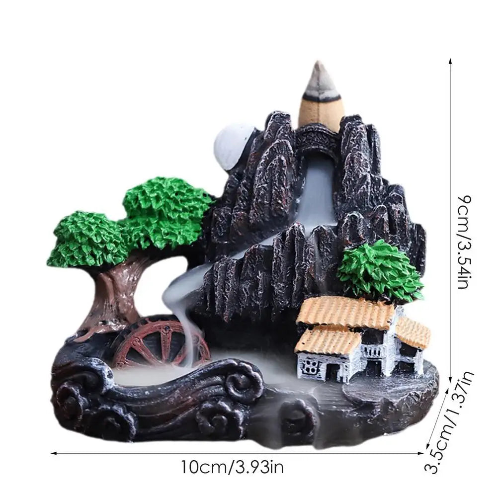 Waterfall Incense Burner Resin Backflow Incense Holder Fountain Waterfall Incense Burner For Home Office Decor Gift