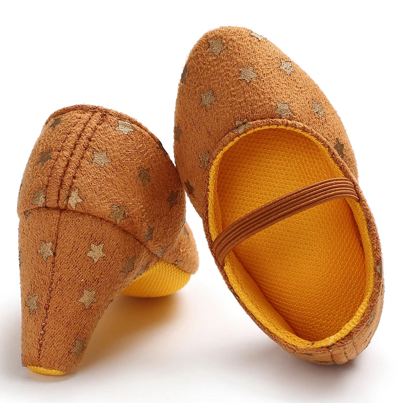 Classic Fashion Newborn Baby Shoes Non-Slip Cloth Shoes Girls High Heels Elegant Casual Princess Shoes