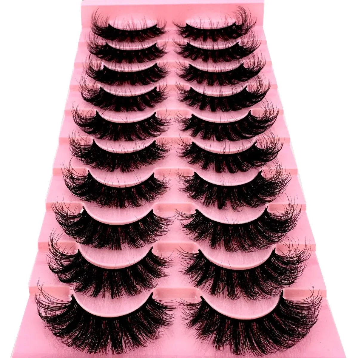 NEW 10 Pairs Cat Eye Lashes Fluffy Faux Mink Lashes 8D Wispy Lashes Pack Dramatic Long Thick Volume Eyelashes False Eyelas