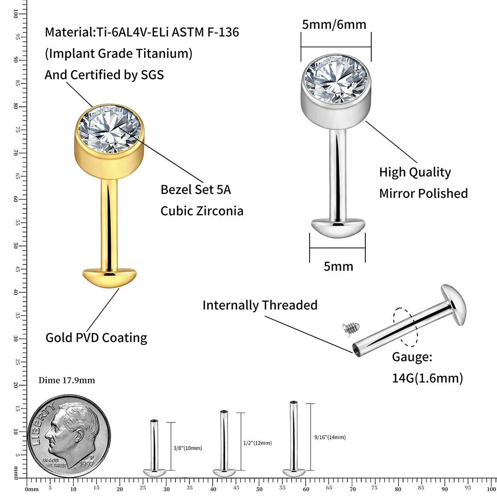 Right Grand ASTM F136 Titanium 14G Convex Base CZ Floating Belly Button Ring 10/12/14mm Curved Barbell Navel Piercing Jewelry