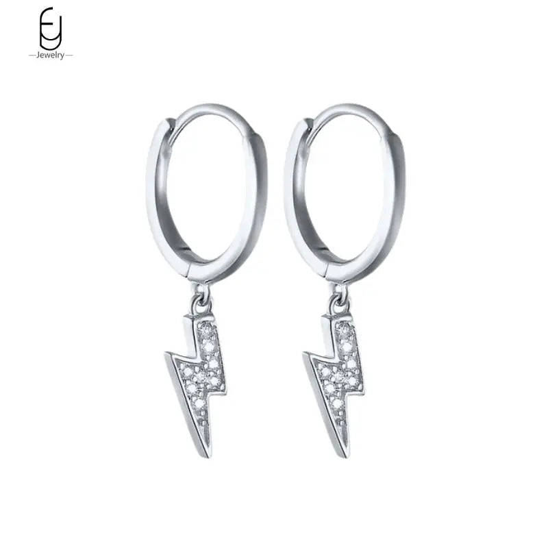 925 Sterling Silver Needle Vintage Gold Earrings for women Fashion Lightning Pendant Hoop Earrings Wedding High Luxury Jewelry