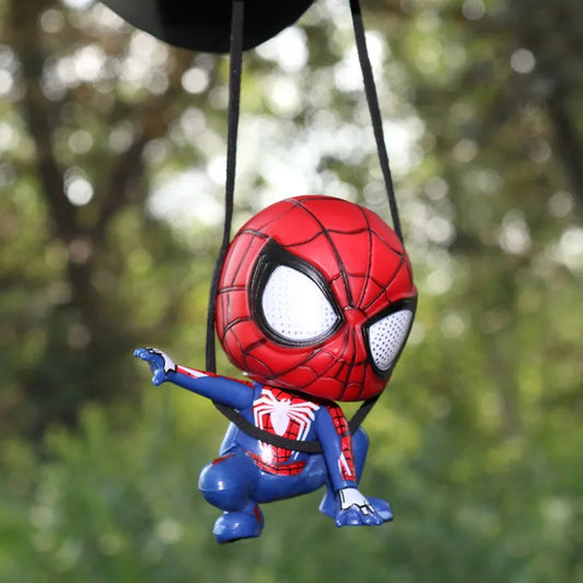 Disney Anime Marvel Avengers Hero Spider Man Ornament Car Rearview Mirror Hanging Pendant Cute Cartoon Auto Interior Accessories