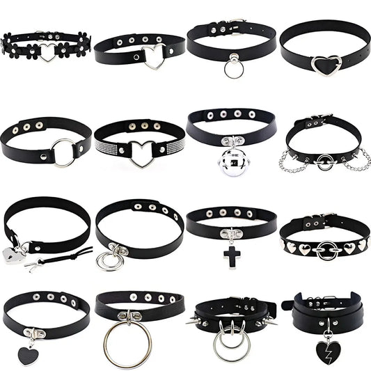 Spike Punk Choker Collar For Girl Goth Heart Pendant Necklace Emo Neck Strap Cosplay Chocker Gothic Accessories