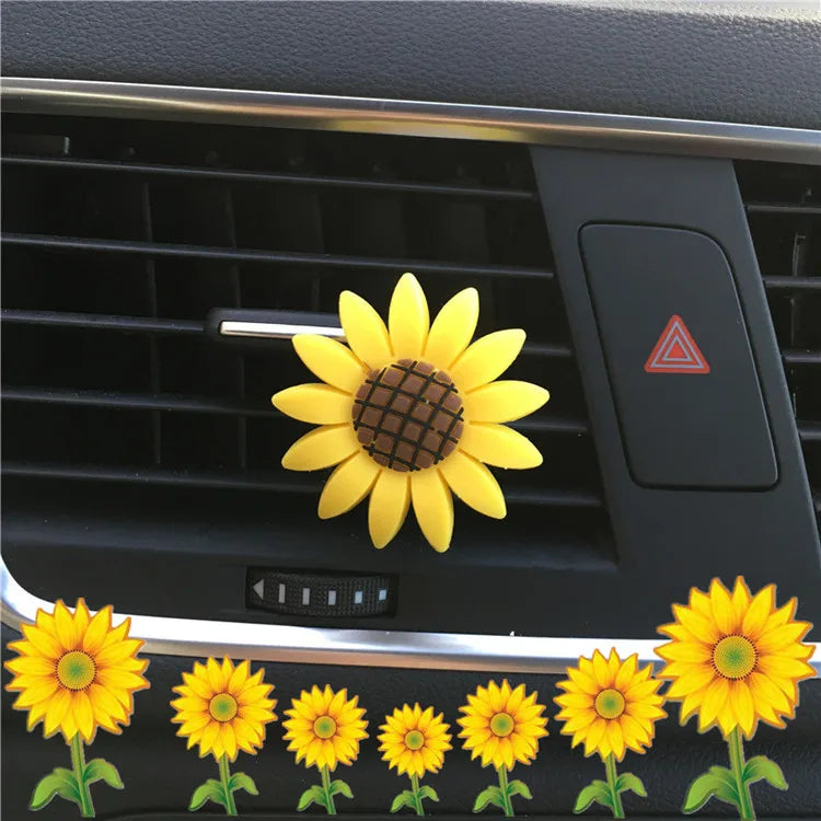 Car Fashion Multiflora Sunflower Car Air Outlet Fragrant Perfume Clip Air Freshener Diffuser