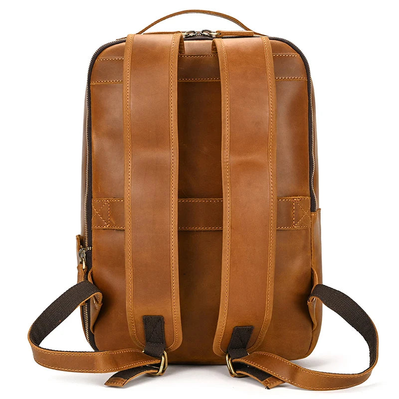 Vintage Men's Crazy Horse Leather Backpack genuine leather Retro Rucksack Large Classic Travel Backpack Big laptop computer bag