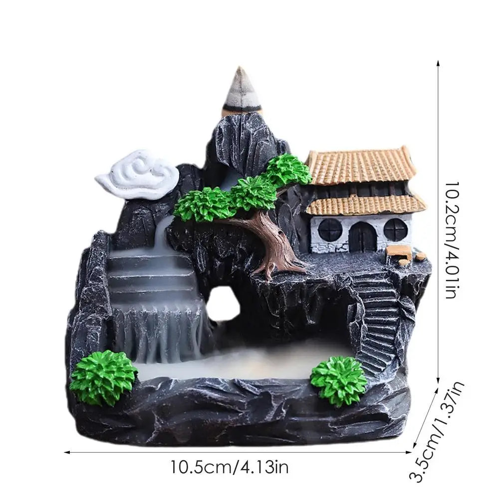 Waterfall Incense Burner Resin Backflow Incense Holder Fountain Waterfall Incense Burner For Home Office Decor Gift