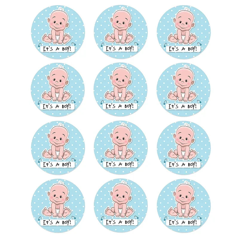 4.5cm Lovely Baby Shower Stickers Gender Reveal Party Gift Labels Sticker DIY Crafts Kids Gift Birthday/Baby Shower Decorations