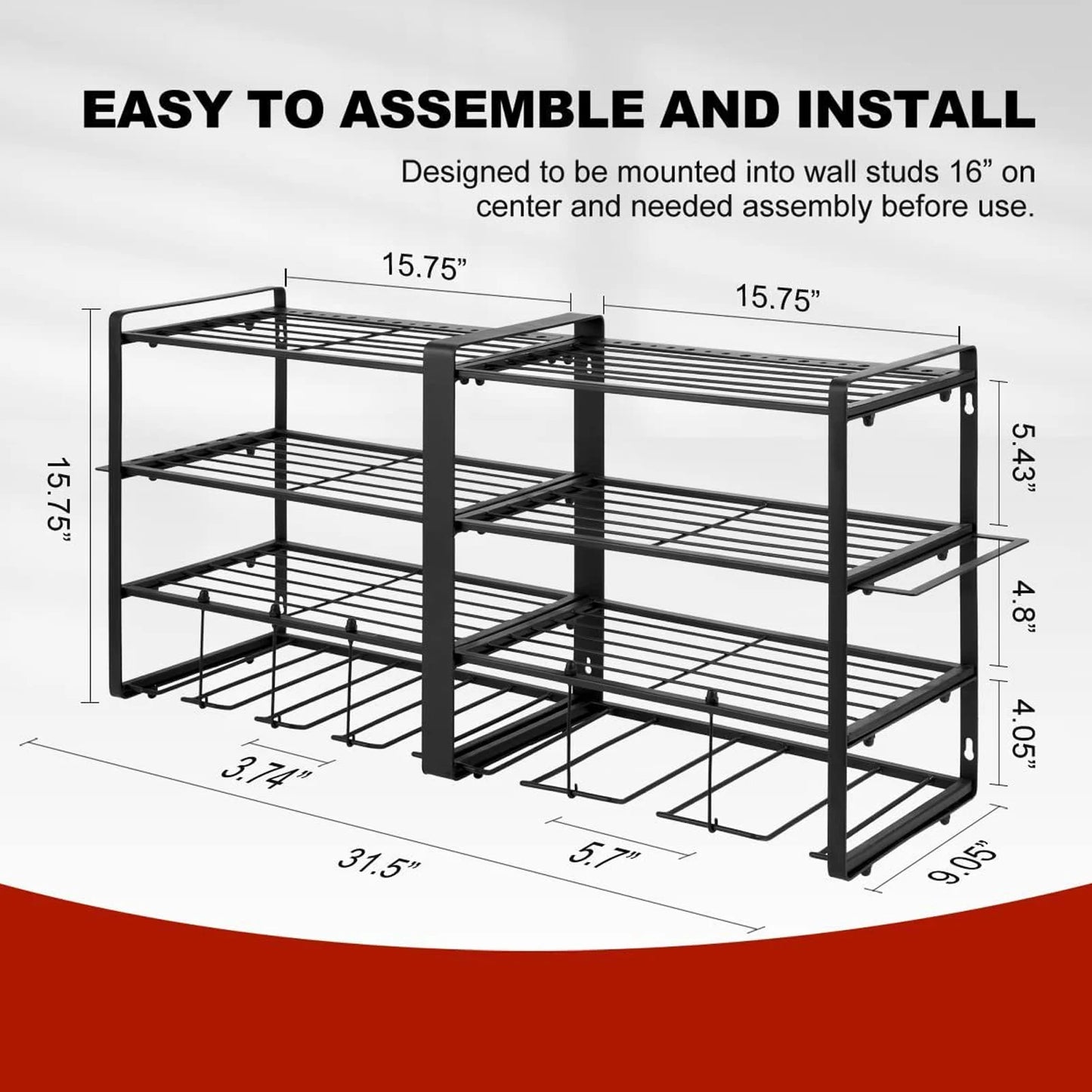 Power Tool Organizer Wall Mount 4 Layer Garage Storage Rack for Drill Screwdriver Power Tool Storage Rack Garage Tool Organizer