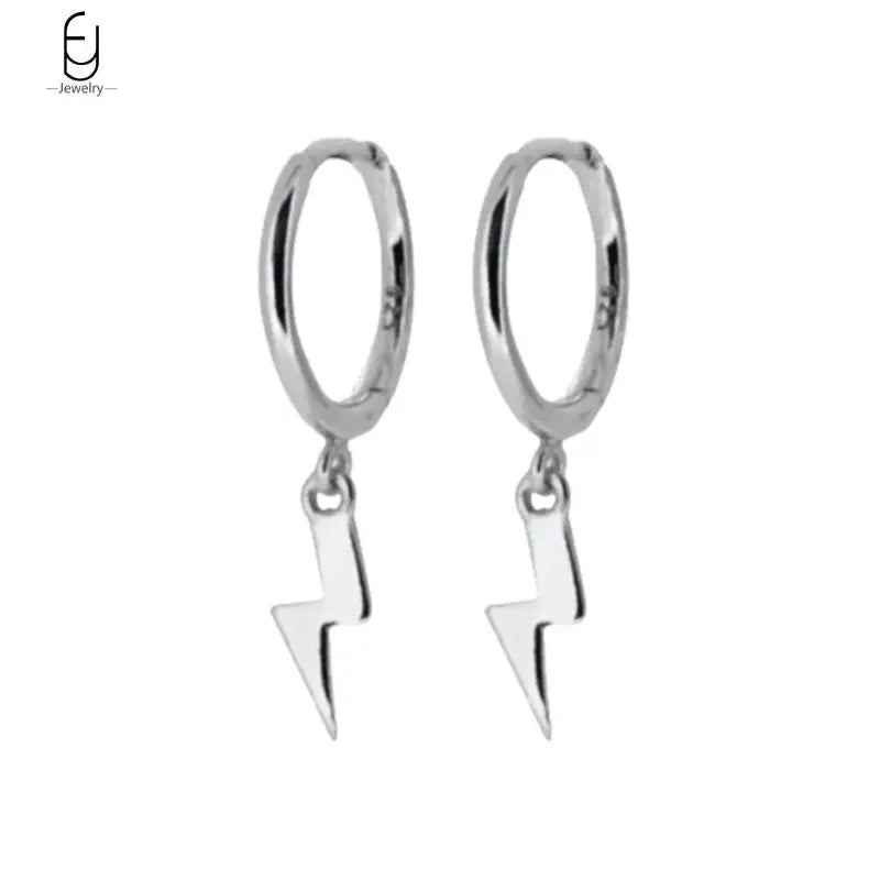 925 Sterling Silver Needle Vintage Gold Earrings for women Fashion Lightning Pendant Hoop Earrings Wedding High Luxury Jewelry