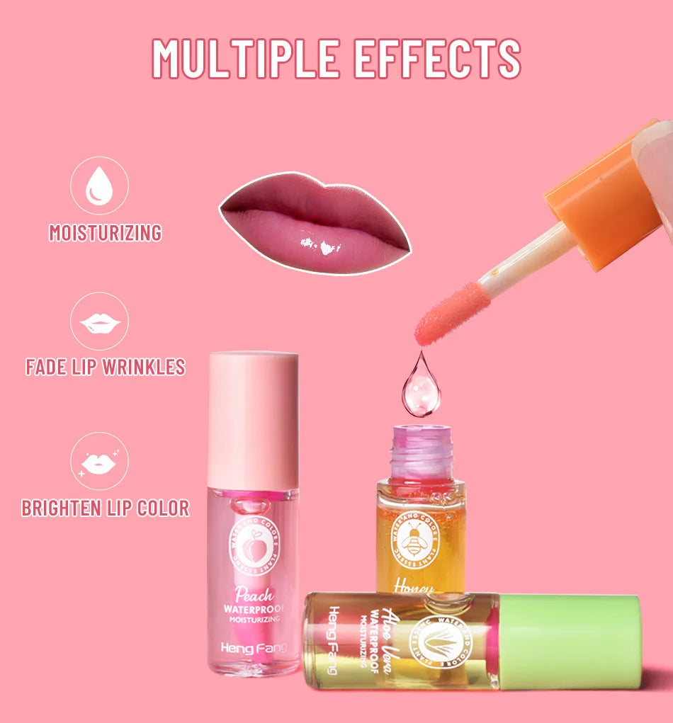 Mini Hydrating Temperature Sensing Lip Balm Moisturizing Color Changing Lip Oil Peach Aloe Vera Brighten Repair Lips Lip Pomade