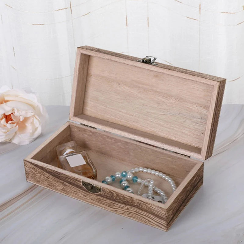 Retro Jewelry Box Desktop Wood Clamshell Storage Hand Decoration Wooden Box