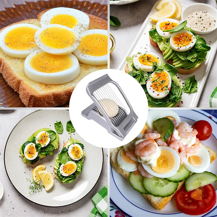 LMETJMA Egg Slicer for Hard Boiled Eggs Stainless Steel Wire Egg Slicer Dicer Cutter Kitchen Strawberry Mushroom Slicer JT188