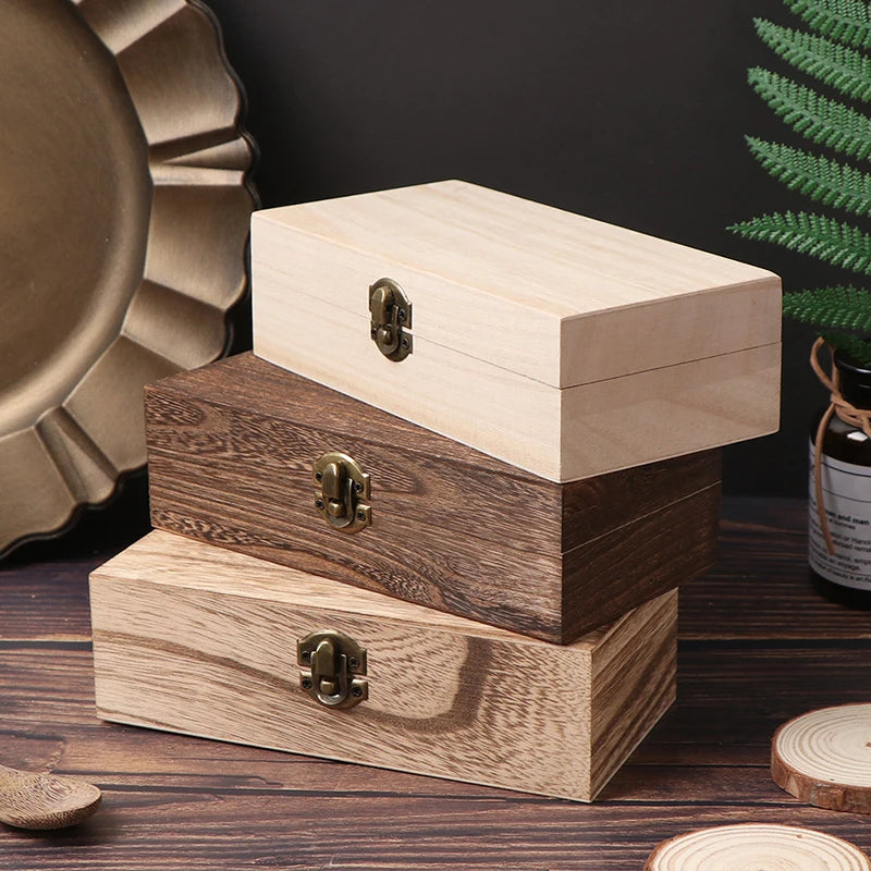 Retro Jewelry Box Desktop Wood Clamshell Storage Hand Decoration Wooden Box