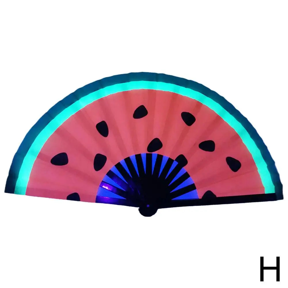 Gradient Colorful Reflective Foldable Fan Magic Soft 33cm Large Cloth Dance Photography Kung Fu Fan Props Disco Fan Festival Fan