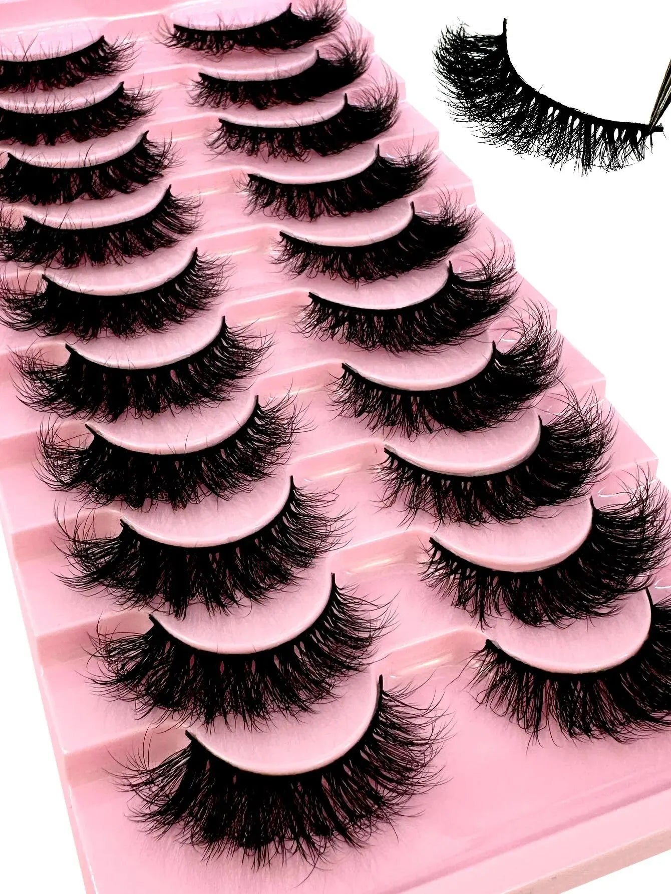 NEW 10 Pairs Cat Eye Lashes Fluffy Faux Mink Lashes 8D Wispy Lashes Pack Dramatic Long Thick Volume Eyelashes False Eyelas