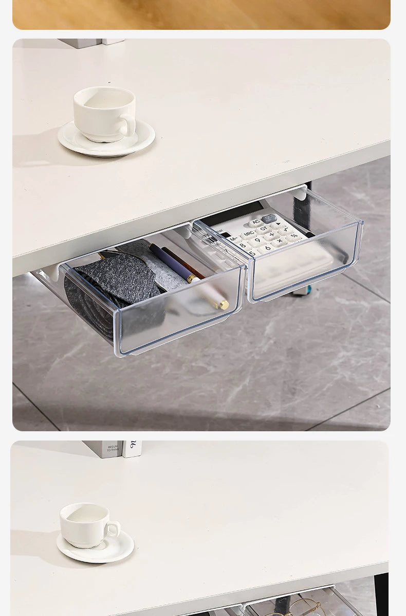 Undertable Drawer Storage Box Hidden Hanging Bedroom Dormitory Office Table Pasting Non Punching Table Bottom Sorting