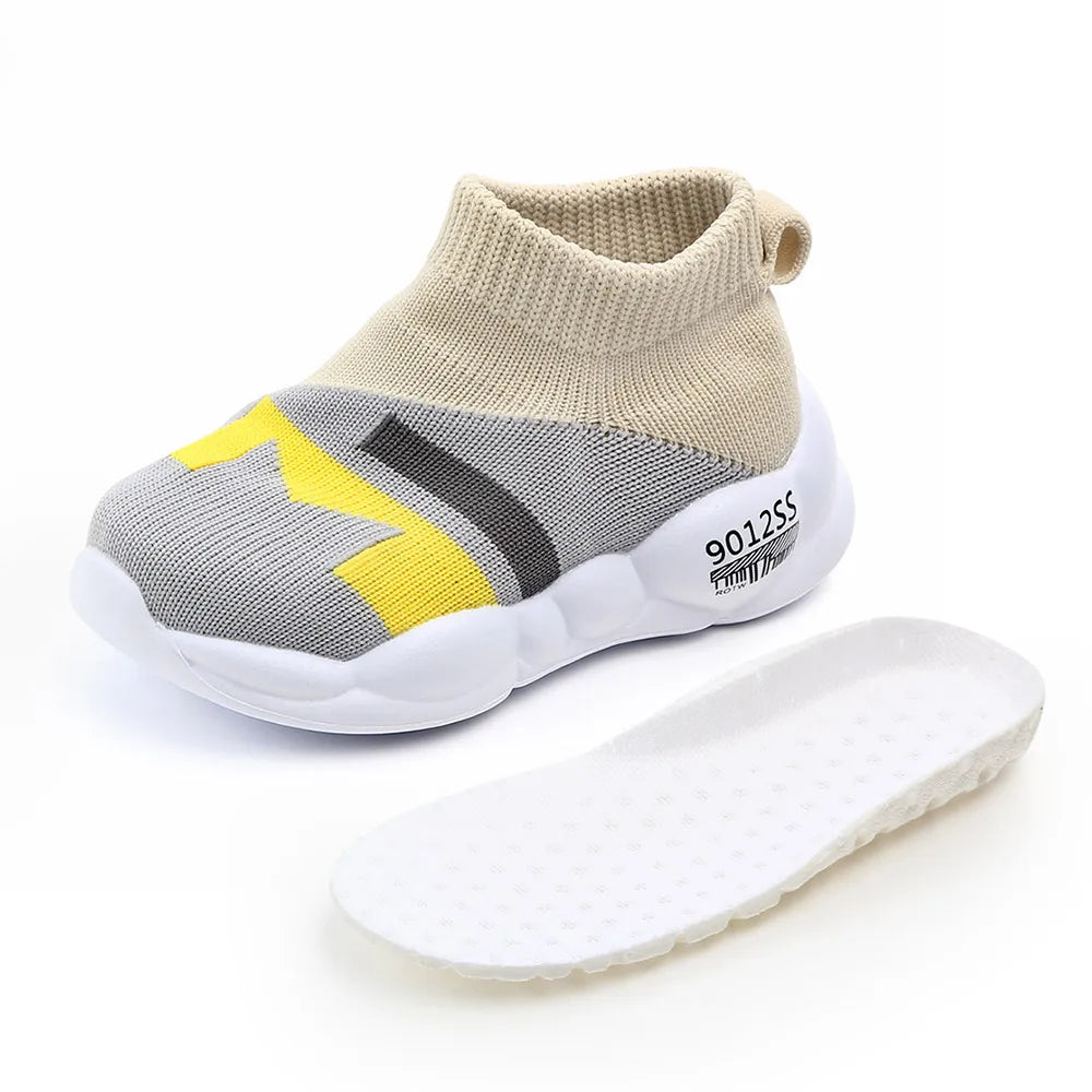 Kid Shoes Sock Shoes Soft Cotton Slip-on Rubber Sole 1-3 Years Kid Outdoor Walking Casual Shoes Unisex for Boys and Girls D2232