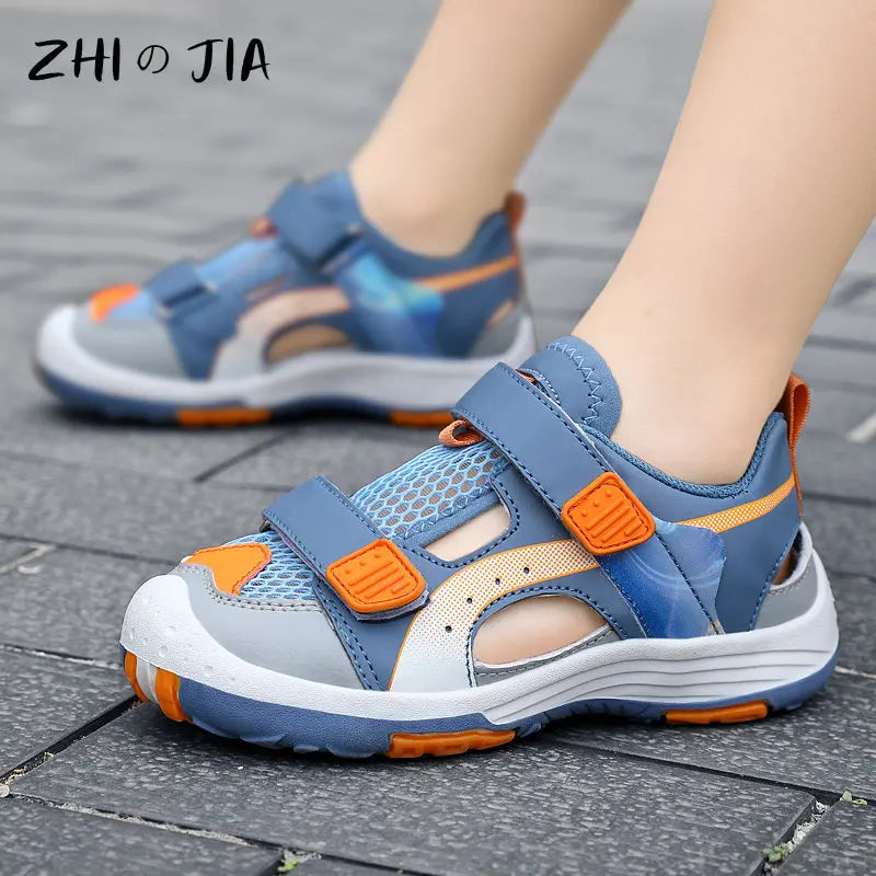 Summer Children's Baotou Sandals Mesh Hollow Breathable Casual Shoes Outdoor Mountaineering Tourism Lightweight Non Slip Sneaker