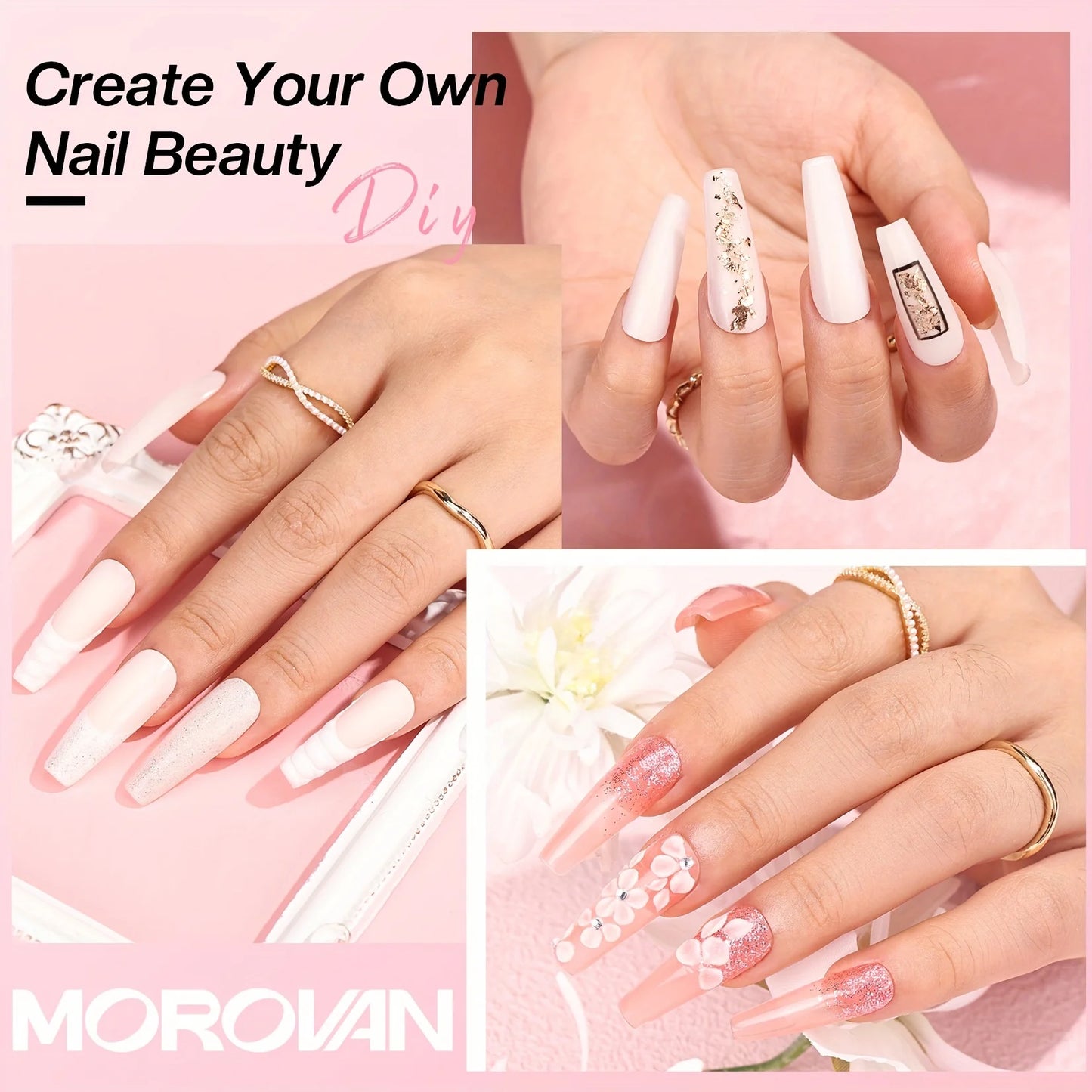 Morovan Acrylic Nail Kit for Beginners:with Everything Professional AcrylicNail Kits Set with Glitter AcrylicPowder UV Lamp for