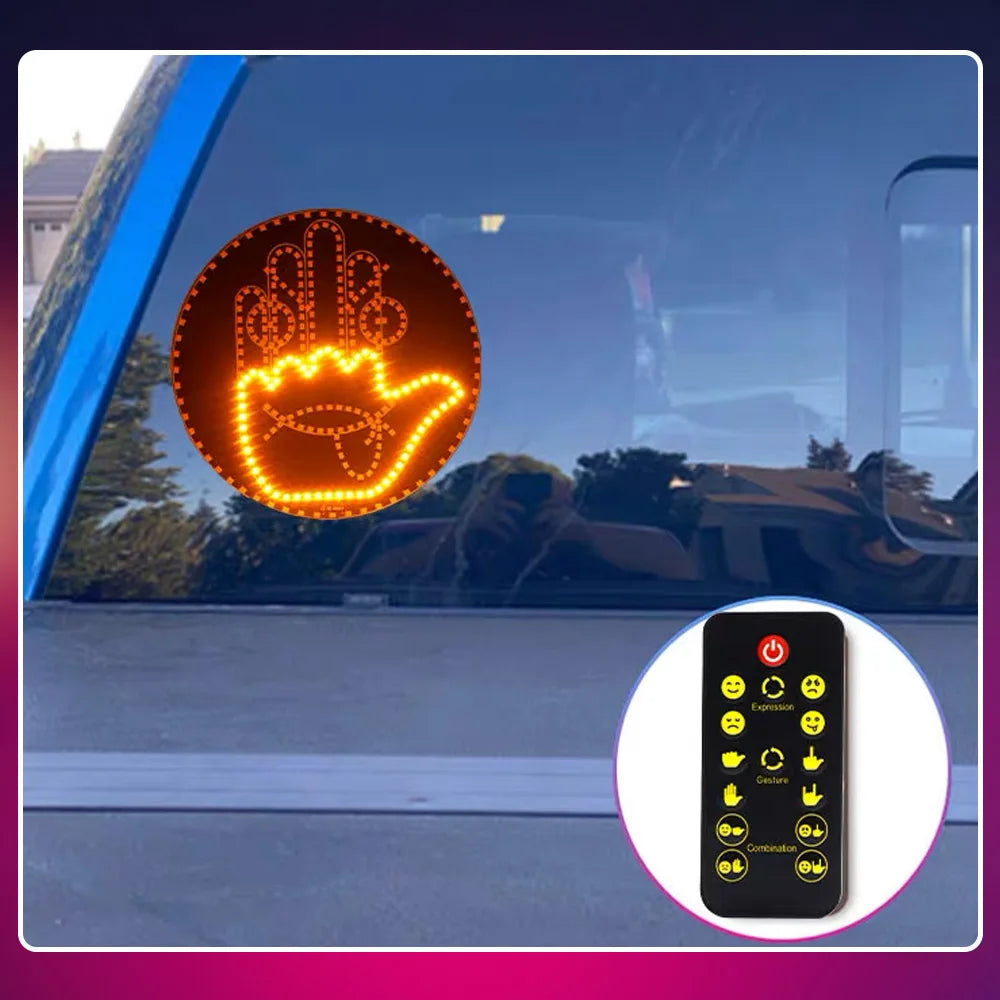 Car LED Funny Facial Expression Light With Remote Control Rear Window Multi-function Warning Reminder Lamp Exterior Accessories