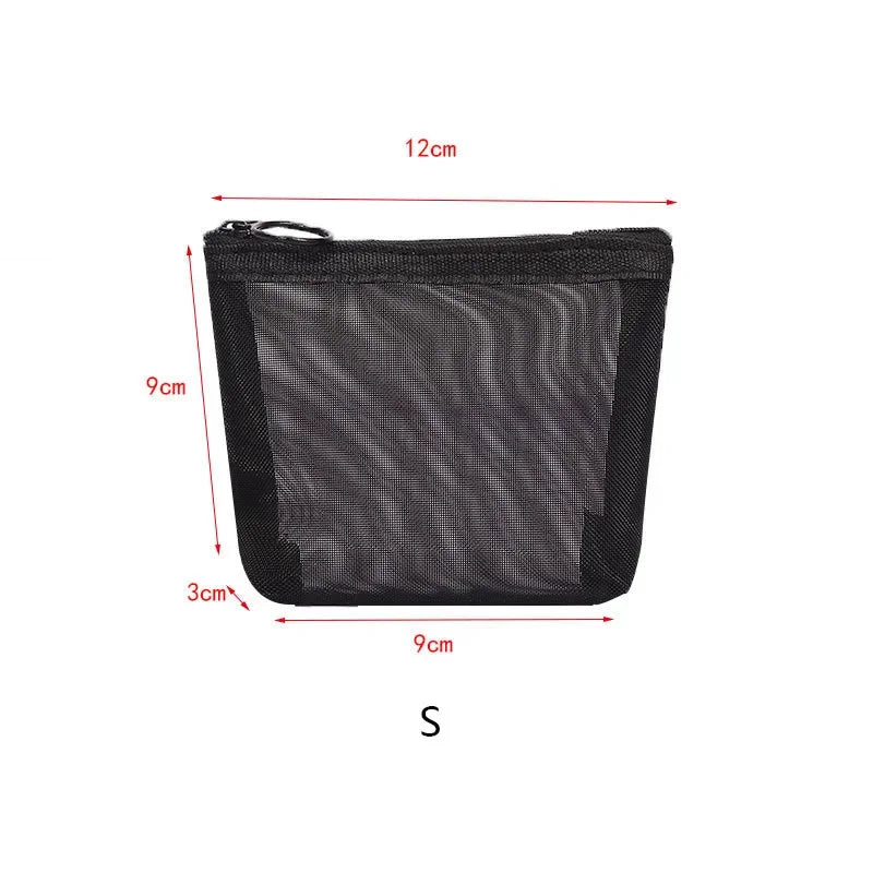 Toiletry Wash Make Up Bags Black Transparent Mesh Makeup Case Organizer Storage Pouch Women Travel Cosmetic Bag Casual Zipper