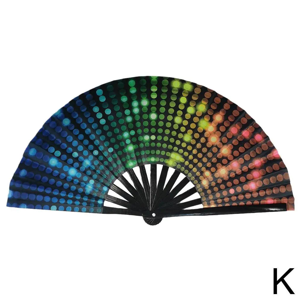 Gradient Colorful Reflective Foldable Fan Magic Soft 33cm Large Cloth Dance Photography Kung Fu Fan Props Disco Fan Festival Fan