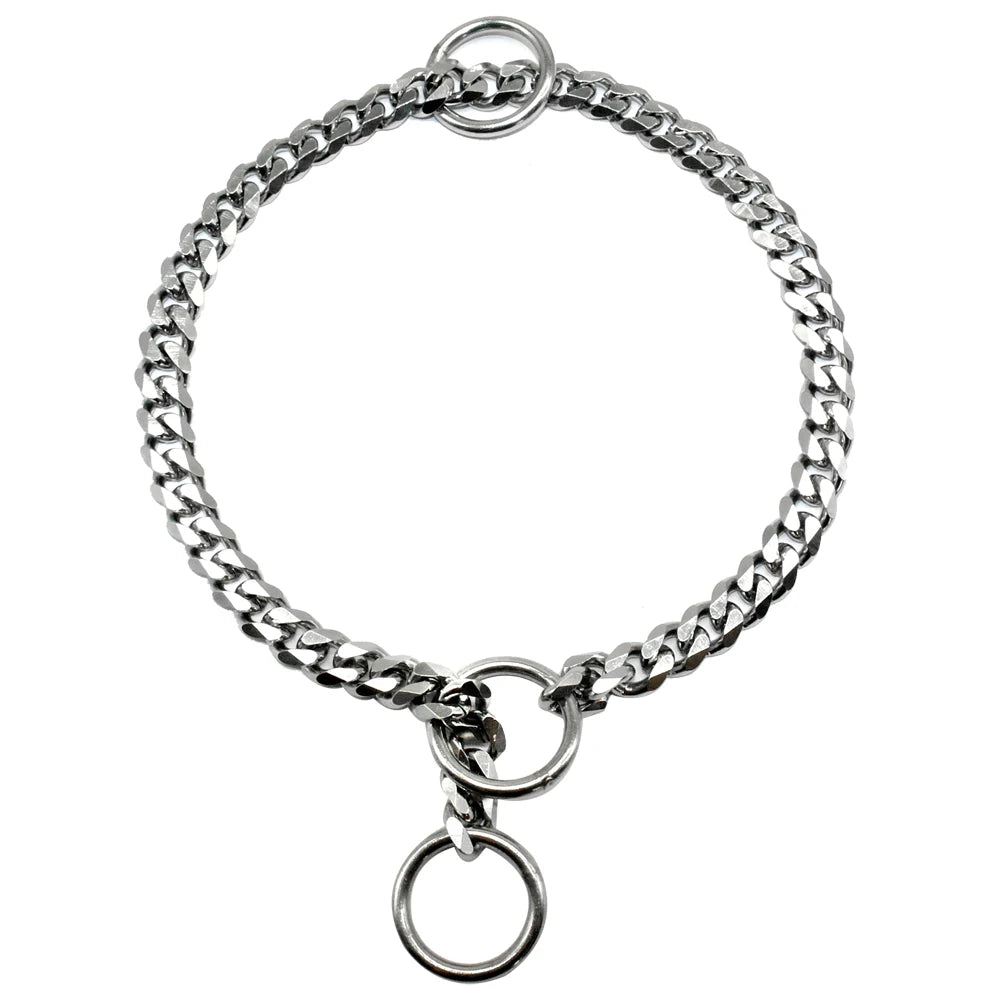 Dog Chain Collar Stainless Steel Dogs Slip Collars Metal Pet P Choke Chrome Plated Chian For Medium Large Dogs Training Pitbull